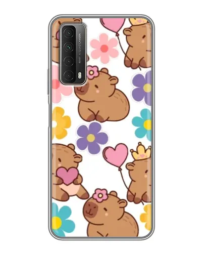 Чехол для Huawei P Smart 2021 с картинкой «Цветочный паттерн капибар»