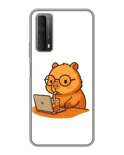 Чехол для Huawei P Smart 2021 с картинкой «Капибара с ноутбуком»