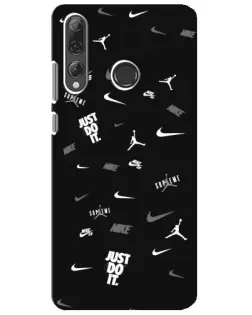 Чехол для Huawei P Smart Plus 2019 с картинкой «Nike Black Pattern»