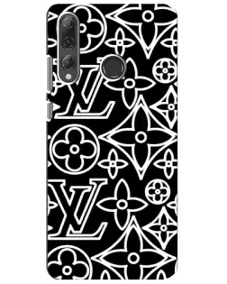 Чехол для Huawei P Smart Plus 2019 с картинкой «Черно-белый узор LV»
