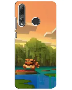 Чехол для Huawei P Smart Plus 2019 с картинкой «Майнкрафт закат солнца»