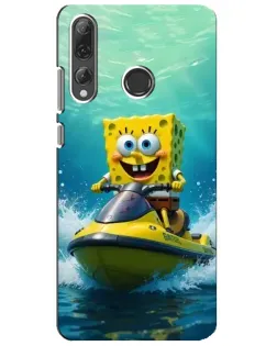 Чехол для Huawei P Smart Plus 2019 с картинкой «Спанч Боб на гидроцикле»