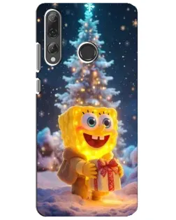 Чехол для Huawei P Smart Plus 2019 с картинкой «Рождественский Спанч Боб»