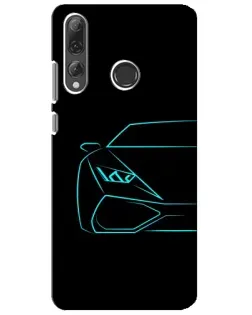 Чехол для Huawei P Smart Plus 2019 с картинкой «Голубой силуэт Lamborghini»