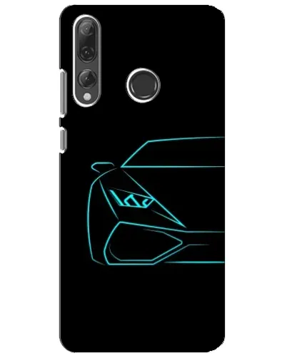 Чехол для Huawei P Smart Plus 2019 с картинкой «Голубой силуэт Lamborghini»