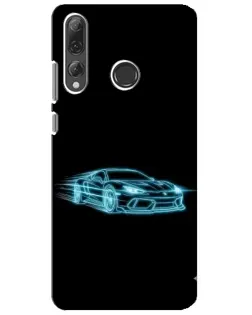 Чехол для Huawei P Smart Plus 2019 с картинкой «Неоновый контур Lamborghini»