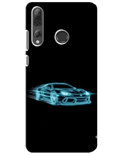 Чехол для Huawei P Smart Plus 2019 с картинкой «Неоновый контур Lamborghini»