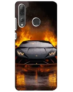 Чехол для Huawei P Smart Plus 2019 с картинкой «Lamborghini в огне»