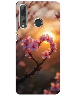 Чехол для Huawei P Smart Plus 2019 с картинкой «Розовый цвет сердце на фоне заката» Чехол для Huawei P Smart Plus 2019 с картинкой «Розовый цвет сердце на фоне заката»