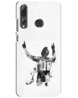 Чехол для Huawei P Smart Plus 2019 с картинкой «Черно-белый силуэт Месси»