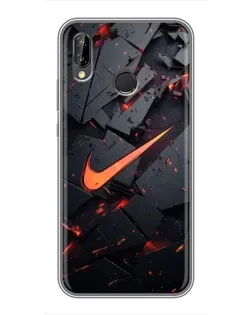 Чехол для Huawei P Smart Plus (Nova 3i, INE-LX1) с картинкой «Nike — эффект разломов»