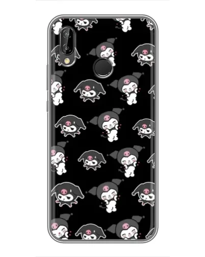 Чехол для Huawei P Smart Plus (Nova 3i, INE-LX1) с картинкой «Черный паттерн Kuromi»