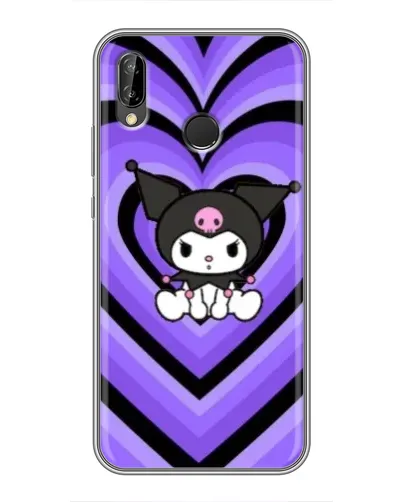 Чехол для Huawei P Smart Plus (Nova 3i, INE-LX1) с картинкой «Kuromi и фиолетовые сердца»