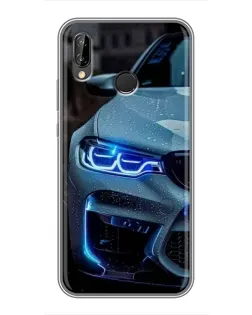 Чехол для Huawei P Smart Plus (Nova 3i, INE-LX1) с картинкой «Взгляд BMW с синими фарами»