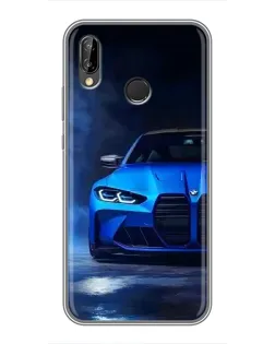 Чехол для Huawei P Smart Plus (Nova 3i, INE-LX1) с картинкой «Голубая BMW M4»