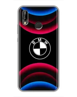 Чехол для Huawei P Smart Plus (Nova 3i, INE-LX1) с картинкой «Логотип BMW и неоновые дуги»