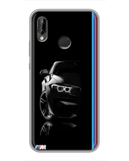 Чехол для Huawei P Smart Plus (Nova 3i, INE-LX1) с картинкой «Силуэт BMW в темноте»