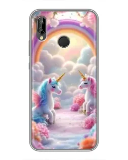Чехол для Huawei P Smart Plus (Nova 3i, INE-LX1) с картинкой «Радуга и единороги»