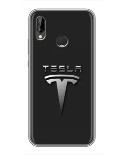 Чехол для Huawei P Smart Plus (Nova 3i, INE-LX1) с картинкой «Стальной логотип Tesla»