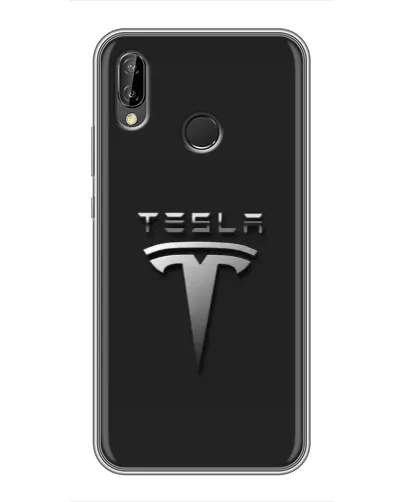 Чехол для Huawei P Smart Plus (Nova 3i, INE-LX1) с картинкой «Стальной логотип Tesla»