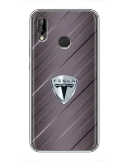 Чехол для Huawei P Smart Plus (Nova 3i, INE-LX1) с картинкой «Металлическая текстура Tesla»