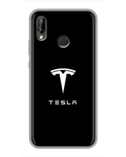 Чехол для Huawei P Smart Plus (Nova 3i, INE-LX1) с картинкой «Tesla White Logo»