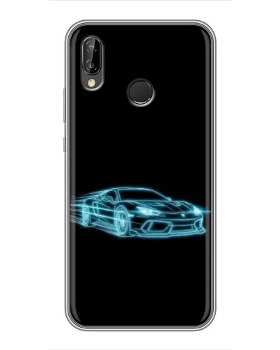 Чехол для Huawei P Smart Plus (Nova 3i, INE-LX1) с картинкой «Неоновый контур Lamborghini»