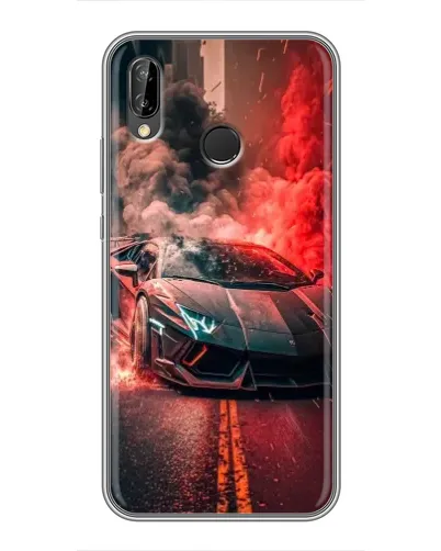 Чехол для Huawei P Smart Plus (Nova 3i, INE-LX1) с картинкой «Lamborghini красный дым»