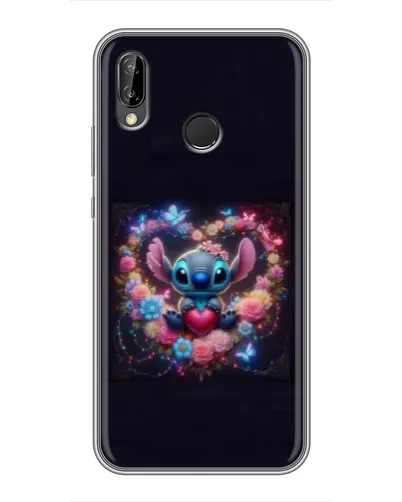 Чехол для Huawei P Smart Plus (Nova 3i, INE-LX1) с картинкой «Stitch в цветах»