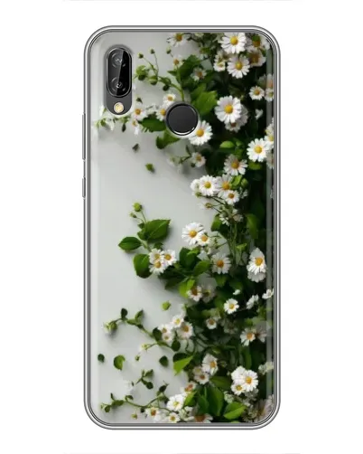 Чехол для Huawei P Smart Plus (Nova 3i, INE-LX1) с картинкой «Ветка мелких белых цветов»