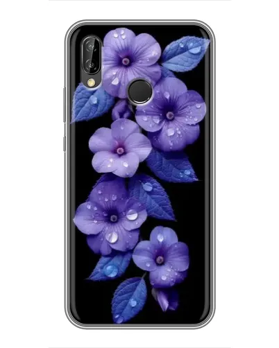 Чехол для Huawei P Smart Plus (Nova 3i, INE-LX1) с картинкой «Фиолетовые цветы с росою»