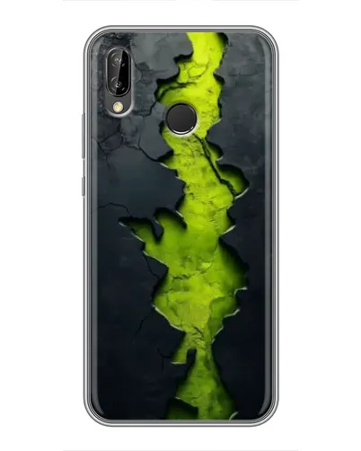 Чехол для Huawei P Smart Plus (Nova 3i, INE-LX1) с картинкой «Салатовый разлом скалы»