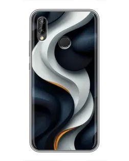 Чехол для Huawei P Smart Plus (Nova 3i, INE-LX1) с картинкой «Объемные черно-белые ленты»