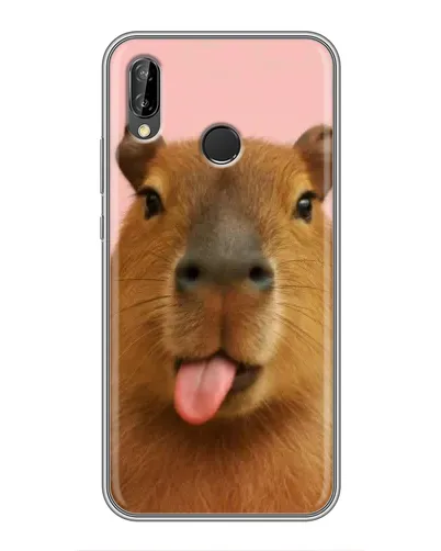 Чехол для Huawei P Smart Plus (Nova 3i, INE-LX1) с картинкой «Капибара с языком»