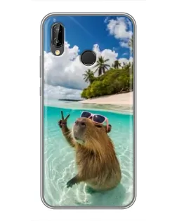 Чехол для Huawei P Smart Plus (Nova 3i, INE-LX1) с картинкой «Капибара на море»