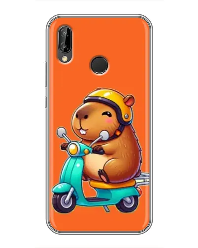 Чехол для Huawei P Smart Plus (Nova 3i, INE-LX1) с картинкой «Капибара на скутере»