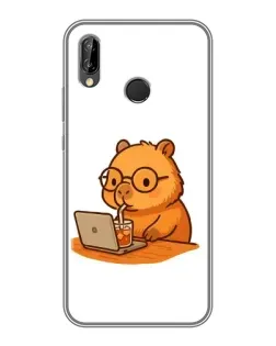 Чехол для Huawei P Smart Plus (Nova 3i, INE-LX1) с картинкой «Капибара с ноутбуком»