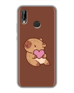 Чехол для Huawei P Smart Plus (Nova 3i, INE-LX1) с картинкой «Капибара с сердцем»