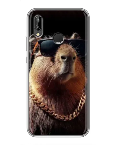 Чехол для Huawei P Smart Plus (Nova 3i, INE-LX1) с картинкой «Капибара золотая цепь»