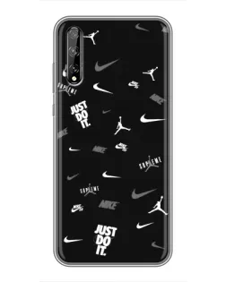 Чехол для Huawei P Smart Pro с картинкой «Nike Black Pattern»