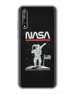 Чехол для Huawei P Smart Pro с картинкой «NASA — шагаем по Луне»