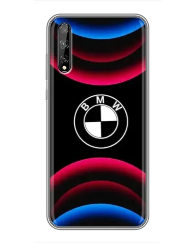 Чехол для Huawei P Smart Pro с картинкой «Логотип BMW и неоновые дуги»