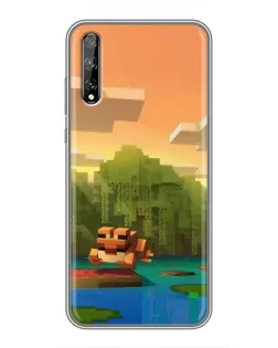 Чохол для Huawei P Smart Pro з картинкою «Майнкрафт захід сонця»
