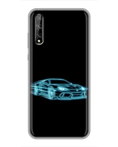 Чехол для Huawei P Smart Pro с картинкой «Неоновый контур Lamborghini»