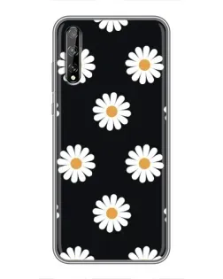 Чохол для Huawei P Smart Pro з картинкою «Ромашки на чорному»