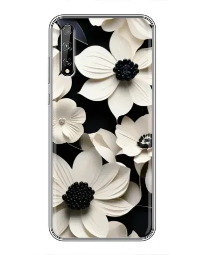 Чехол для Huawei P Smart Pro с картинкой «Объемные белые цветы»