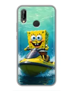 Чехол для Huawei P Smart Z / Y9 Prime 2019 с картинкой «Спанч Боб на гидроцикле»