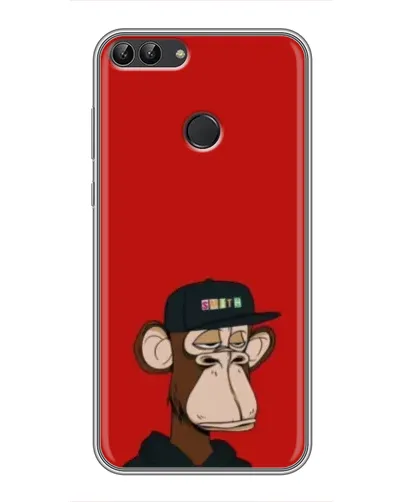 Чехол для Huawei P Smart (Enjoy 7s, FIG-LA1) с картинкой «Bored Ape — красный фон»