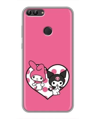 Чехол для Huawei P Smart (Enjoy 7s, FIG-LA1) с картинкой «Kuromi и My Melody»