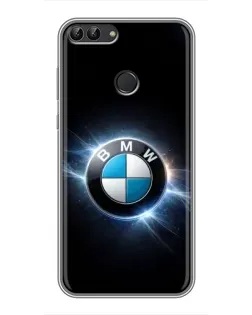 Чохол для Huawei P Smart (Enjoy 7s, FIG-LA1) з картинкою «BMW — неонове сяйво»